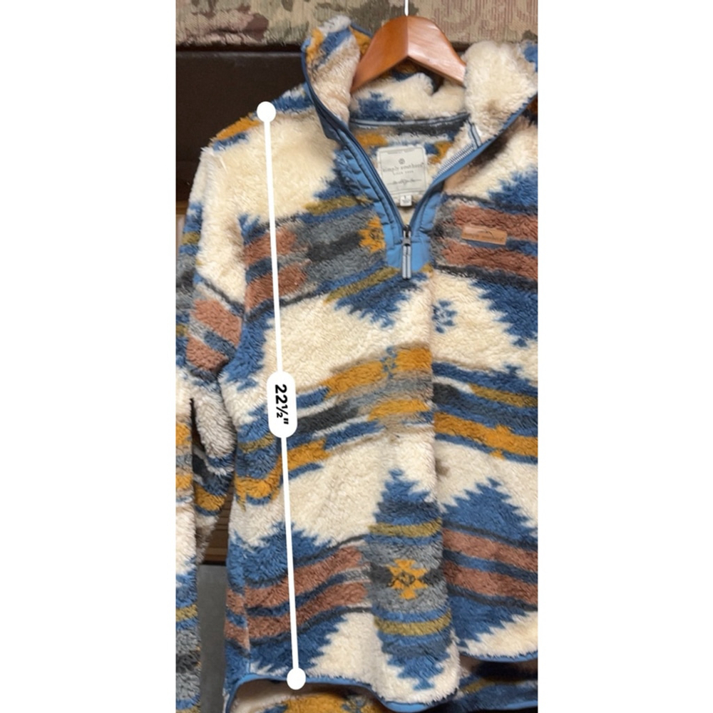 Simply Southern Fleece Pullover Women's Size Large Beige Blue - Picture 7 of 7